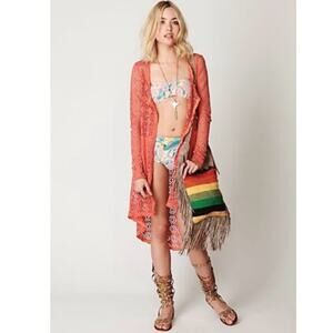 Free People Beach Crochet Love Long Sleeve Swim Cover-Up size Medium
